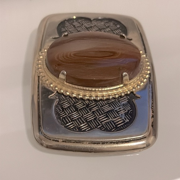 Silver Stone “Tiger Eye” Cabachon  Belt Buckle - Picture 2 of 11